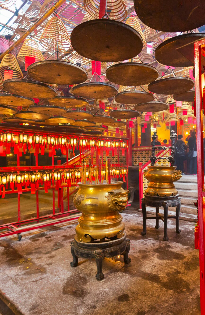 Burning incense coils, Man Mo temple, Hong Kong